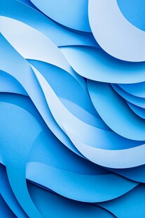 蓝色波浪纸艺抽象纹理