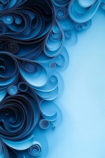 蓝色纸艺卷边创意装饰图