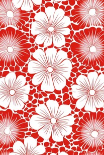 红白花朵图案纹理设计