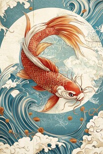 锦鲤跃浪 尽显祥瑞之美