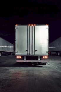 夜间停放的货运厢式卡车