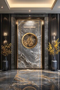 奢华大理石玄关中式装饰