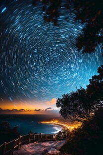海边星轨夜景浪漫时刻