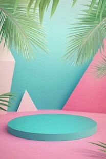 清新几何风产品展示空间