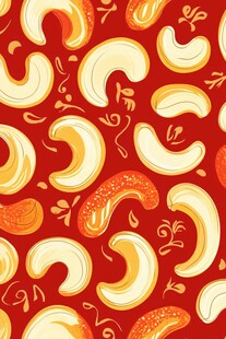 红色背景的腰果图案设计