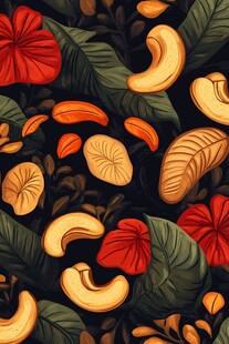 腰果花卉植物图案插画