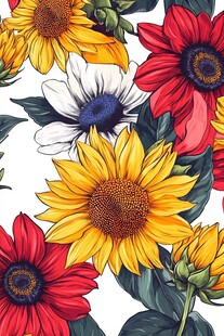 多彩向日葵花卉图案
