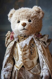 复古装扮的优雅泰迪熊