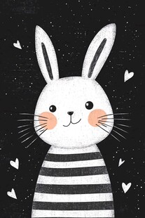可爱条纹小兔插画