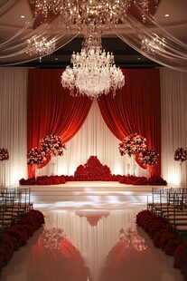 浪漫红白色系婚礼仪式场地