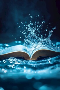 水花跃入翻开的书本