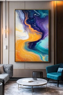 抽象艺术挂画装点时尚客厅