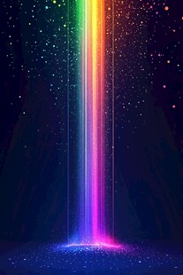 梦幻彩虹光束闪耀夜空