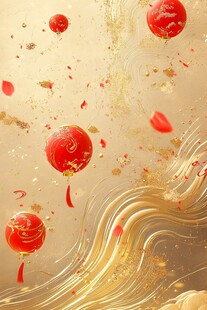 喜庆金红中式节日氛围图