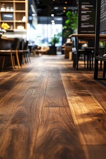 温馨咖啡馆内的木质地板