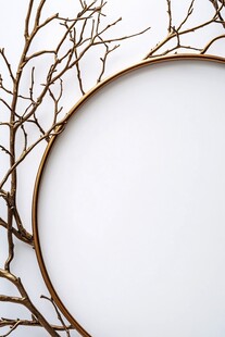 金色枝环框架下的简约留白