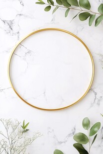 金色圆环搭配清新绿植