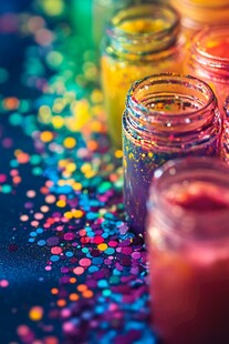 多彩闪光瓶与洒落彩片