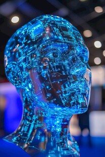 蓝色科技感人工智能头部模型