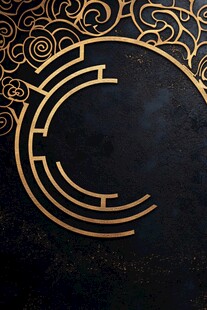 黑金中式花纹圆环装饰图