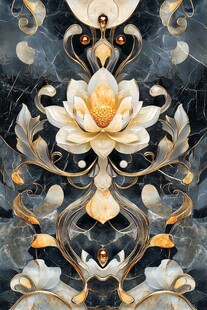 中式莲花浮雕精美装饰图案