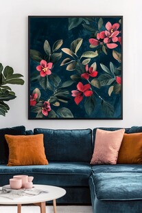 花卉挂画装点舒适客厅空间