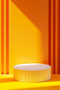 橙色背景中的圆形展示台