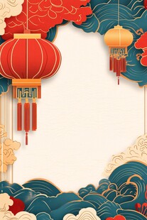 中式灯笼云纹喜庆背景图