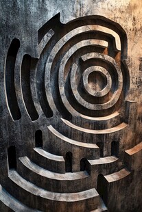 金属质感立体环形迷宫图案