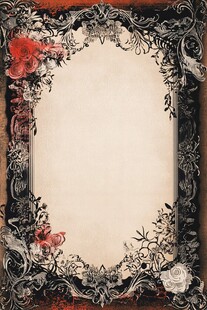 复古花卉边框装饰画