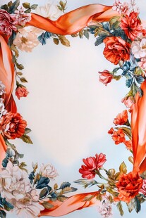 花卉丝带边框装饰图