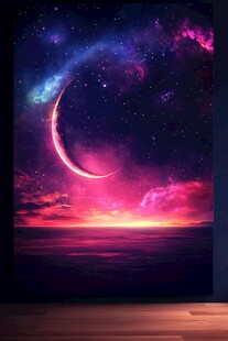 梦幻星空下的浪漫新月