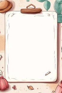 手绘空白剪贴板与周边物件