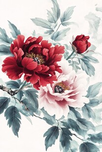 水墨牡丹花卉图
