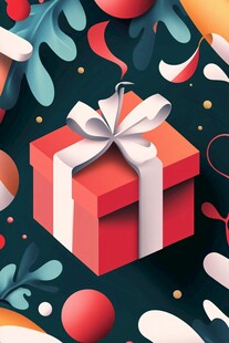 红色礼盒的节日氛围画面