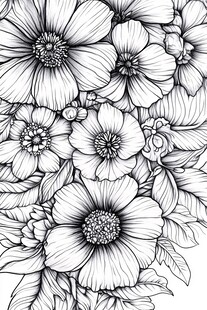 黑白花卉图案插画