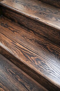 复古木质楼梯纹理特写