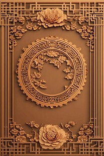 中式木雕花纹装饰图案