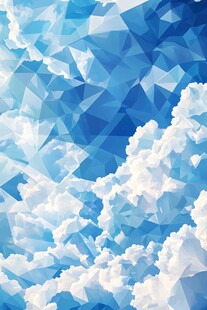 梦幻蓝色多边形云朵背景