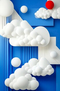 蓝色背景的立体云朵景观