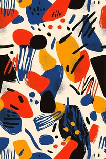 抽象几何多彩手绘图案