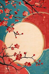 中式梅花图案背景设计图
