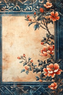 复古花卉边框背景图