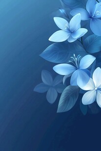 梦幻蓝调花卉背景图