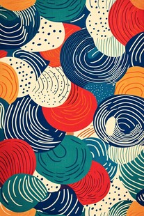 多彩波点圆形抽象图案