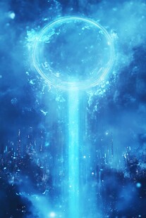 梦幻蓝光圆环科技城市景