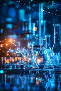 科技感实验室中的玻璃器皿