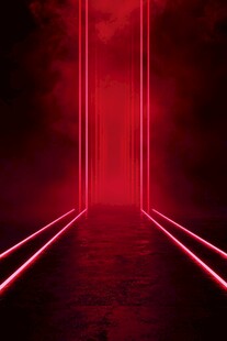 红色霓虹光影神秘通道