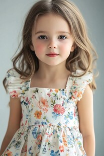 可爱碎花裙小女孩肖像