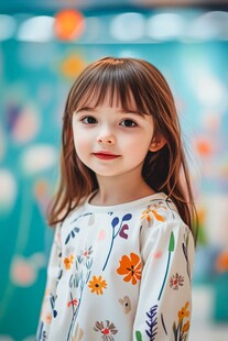 可爱小女孩的花卉服饰写真